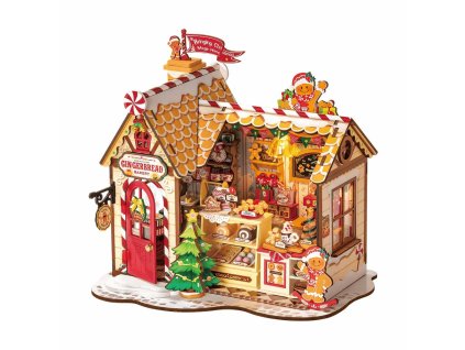 RoboTime 3D dřevěná skládačka Miniatura domečku Perníková chaloupka