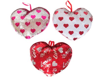 PLYŠ Srdce 30cm s flitry 3 druhy *PLYŠOVÉ HRAČKY*