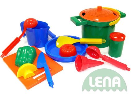 LENA Set kuchyňský plastový na vaření 14 dílů na písek