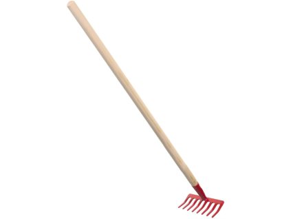 DŘEVO Hrábě dětské nářadí červené s násadou 80cm kov *DŘEVĚNÉ HRAČKY*