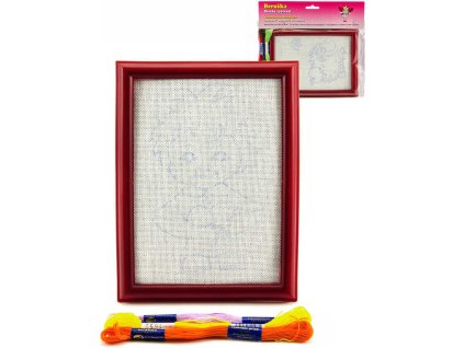 Vyšívání set rámeček na pověšení s předlohou a přízí 3ks různé druhy v sáčku