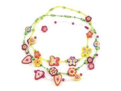 DŘEVO Korálky veselé barevné 20cm dětský náhrdelník *DŘEVĚNÉ HRAČKY*