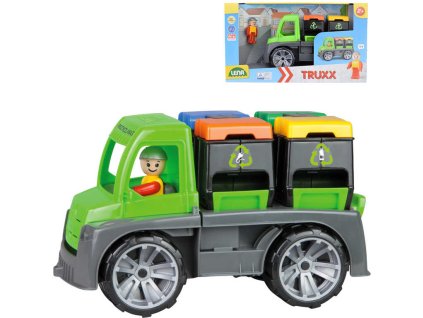 LENA Truxx auto svoz tříděného odpadu set se 2 kontejnery a figurkou 4453