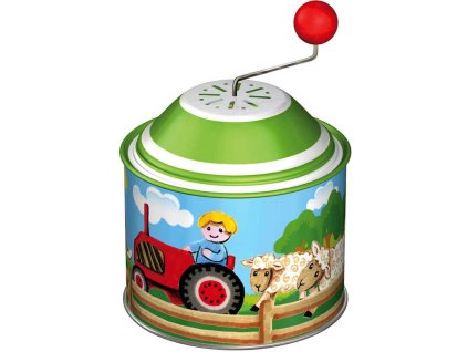 LENA Skříňka hrající Farma 8cm retro mlýnek na kličku s melodií kov