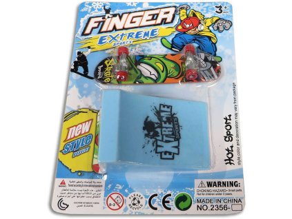 Fingerboard prstový skateboard motorická hra 9cm set s rampou na kartě různé druhy plast