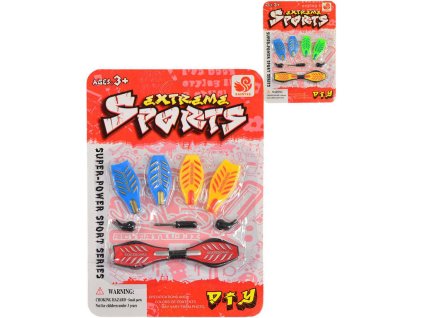 Skateboard prstový 9cm šroubovací set s nástrojem na kartě různé barvy plast