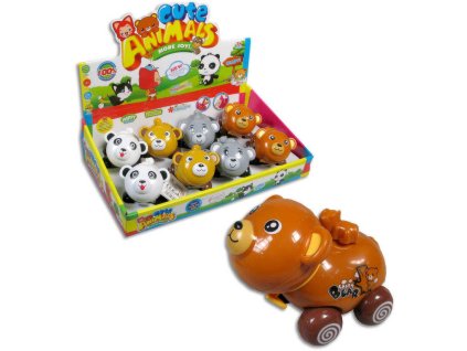 Medvídek na natažení jezdící na kolečkách 4 druhy plast