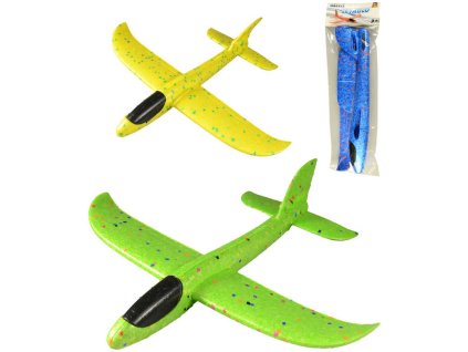Letadlo soft házecí polystyrenové 34cm různé barvy na házení v sáčku