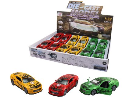 Auto kovové závodní s grafikou zpětný chod 12cm závodnička 3 barvy