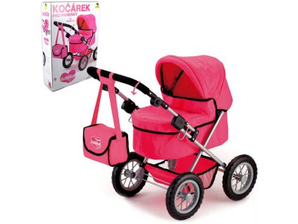 Kočárek Adélka hluboký růžový pro panenku miminko do 42cm