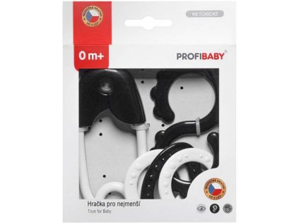 PROFIBABY Baby chrastítko špendlík + osmička ČB v krabici pro miminko plast