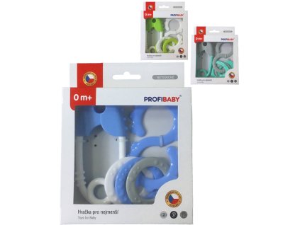 PROFIBABY Baby chrastítko špendlík + osmička v krabici pro miminko různé barvy