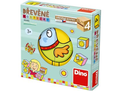 DINO DŘEVO Kostky dětské obrázkové kubus set 4ks *DŘEVĚNÉ HRAČKY*