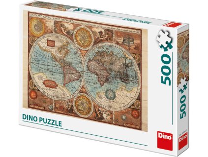 DINO Puzzle 500 dílků Mapa světa z roku 1626 47x33cm skládačka