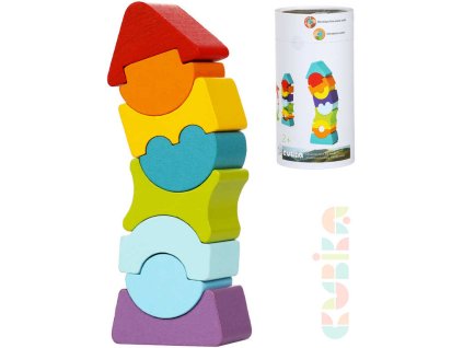 CUBIKA DŘEVO Baby stavebnice Věž balanční set 8 dílků kostky pro miminko