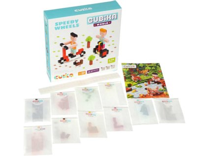 CUBIKA DŘEVO Pixel Stavebnice 3D Rychlá kola 200 dílků 1x1cm