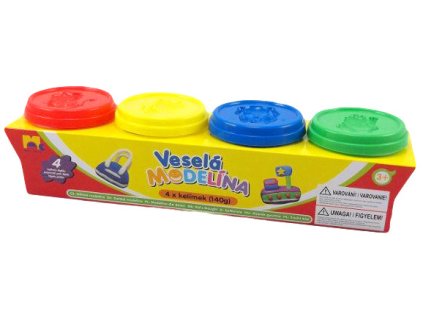 Veselá modelína barevná sada 4 kelímky 140g modelovací hmota