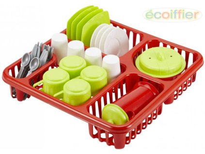 ECOIFFIER Kuchyňský set dětské plastové nádobí + odkapávač 29x29cm
