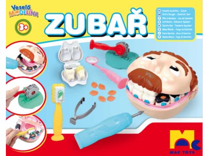 MAC TOYS Modelína malý zubař set hlava s vrtačkou na baterie s nástroji plast