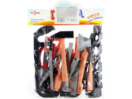 Nářadí dětské plastové velký set s pilkou a kladívkem reálný vzhled v sáčku