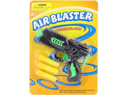 Pistolka dětská černo-zelená 12cm + 3 soft pěnové náboje