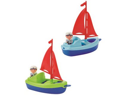 ECOIFFIER Plachetnice loďka 24cm s námořníkem do vody plast 2 barvy