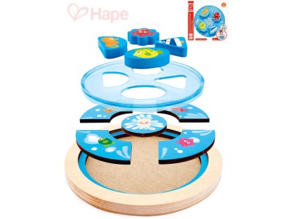 HAPE DŘEVO Baby puzzle kruhové moře skládačka v rámečku pro miminko