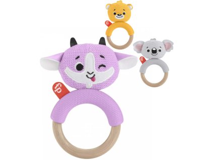 FISHER PRICE Baby kousátko kroužek bavlněné zvířátko 3 druhy pro miminko