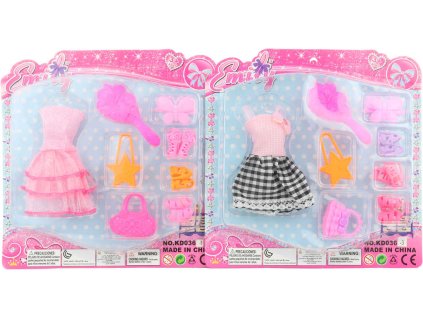 Šatičky pro panenky set obleček s botičkami a doplňky 2 druhy