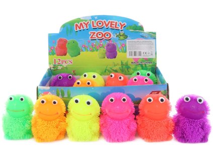 Zvířátko strečové střapatá gumová příšerka na baterie Světlo 6 barev