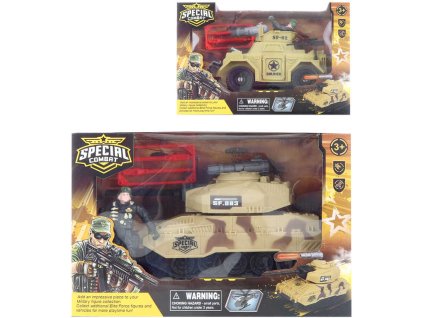 Vojenská sada obrněné army vozidlo s figurkou s funkčním dělem 2 druhy plast