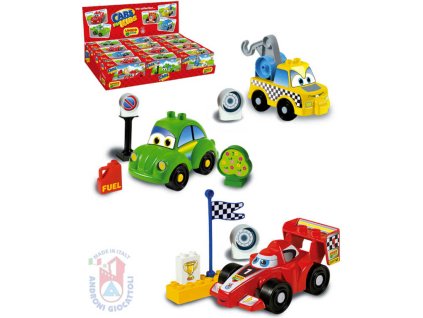 ANDRONI Autíčko malé stavebnice set 8 dílků různé druhy v krabičce