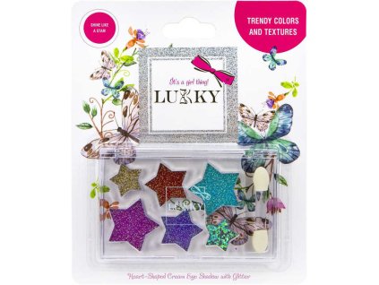 LUKKY Dětské oční stíny se třpytkami a aplikátorem 6 odstínů hvězda na kartě