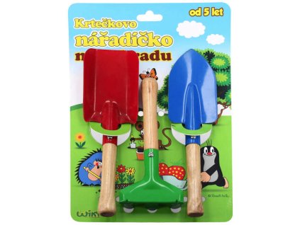 Nářadí dětské dřevo/kov zahradní set 3ks Krtek (Krteček) Krtečkovo nářadíčko