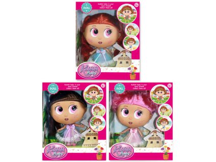 Panenka okatá 18cm sváteční šaty velká hlava 3 druhy v krabici