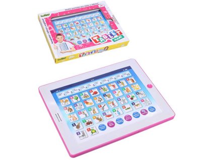 Tablet Wiky dětský maxi růžový naučný na baterie CZ AJ Zvuk plast