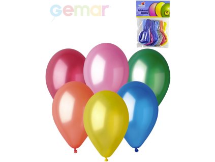 GEMAR Balónky nafukovací 26cm Metalické barevné set 10ks v sáčku