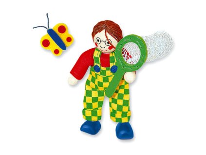 MERTENS DŘEVO Panenka do domečku panák BEN se síťkou *DŘEVĚNÉ HRAČKY*