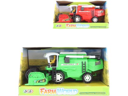 Auto kombajn červený 27cm žací stroj s kombajnistou 2 barvy plast