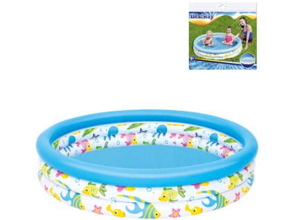 BESTWAY Bazén dětský nafukovací 3 komory korál 122x25cm kulatý 51009