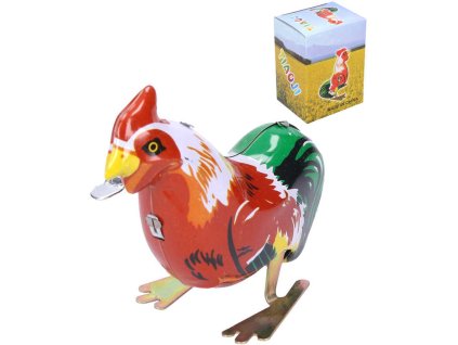 Kohout natahovací kovový 8cm na klíček retro v krabici