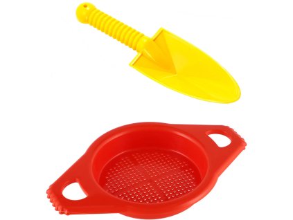 LORI 214 Lopatka rýč 25cm baby dětský set se sítkem na písek mix barev plast