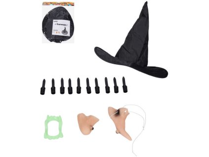 KARNEVAL Čarodějnice set klobouk s prsty a doplňky *KARNEVALOVÝ DOPLNĚK*