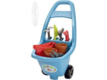 ECOIFFIER Vozík zahradní 26x50,5x33cm set s květináči a nářadím plast
