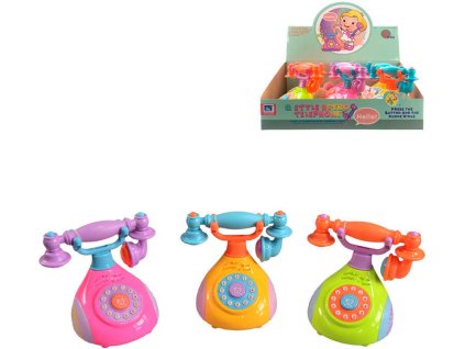 Telefon baby retro barevný 12cm s hudbou na baterie Zvuk 3 barvy