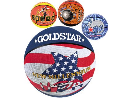 Míč na košíkovou různobarevný s grafikou basketbal 4 druhy