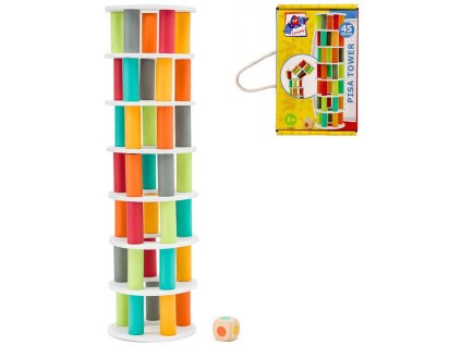 WOODY DŘEVO Hra balanční Pisa věž 45 dílků stavebnice *DŘEVĚNÉ HRAČKY*