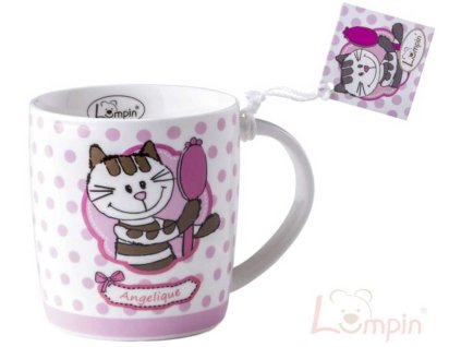 LUMPIN Hrníček dětský Kočka Angelika 9cm s obrázkem keramický