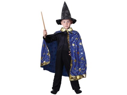 KARNEVAL Kouzelnický plášť modrý s hvězdami (104-150cm) 3-10 let *KOSTÝM*