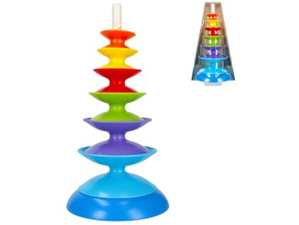 BAM BAM Baby Věž vzdělávací navlékací pyramida 35cm pro miminko plast